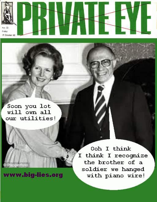 Satire Thatcher Begin murder spoof Private Eye cover